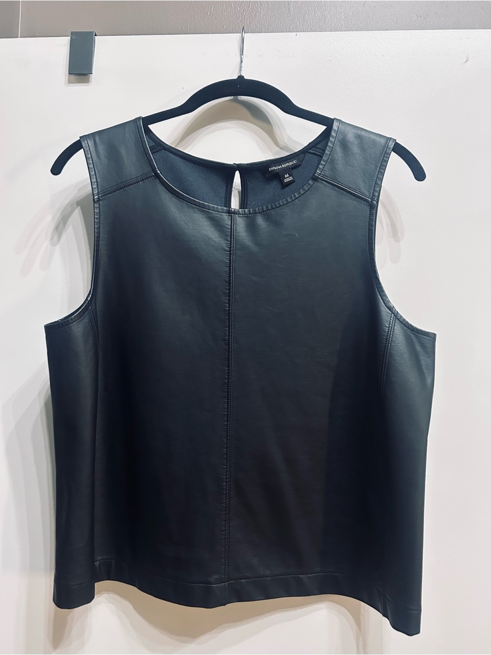 Banana Republic Black Faux-Leather Sleeveless Shell Top